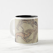 ハイエナ(limestonを追跡している犬を描写するOstracon ツートーンマグカップ (正面左)