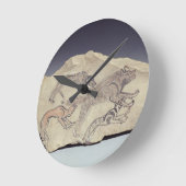 ハイエナ(limestonを追跡している犬を描写するOstracon ラウンド壁時計 (傾斜)