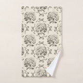 ハイエレガントダゲア名門私立校風のボウベージュトイレパターン バスタオルセット (ハンドタオル)