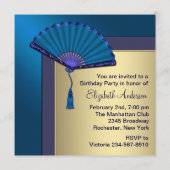 ハイエレガントヒール王室のブルー金ゴールド誕生日パーティー 招待状 (裏面)