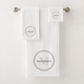 ハイエンドパーソナライズされたグレー白モノグラムの バスタオルセット (インサイチュ)