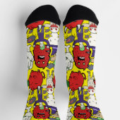 ハイエンド鮮やか幽霊漫画イエローレッドグリーン ソックス (上部)
