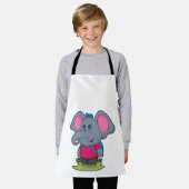 ハイカーとしての象バックパック付き エプロン (着用した状態)