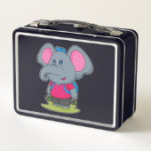 ハイカーとしての象バックパック付き メタルランチボックス (裏面)