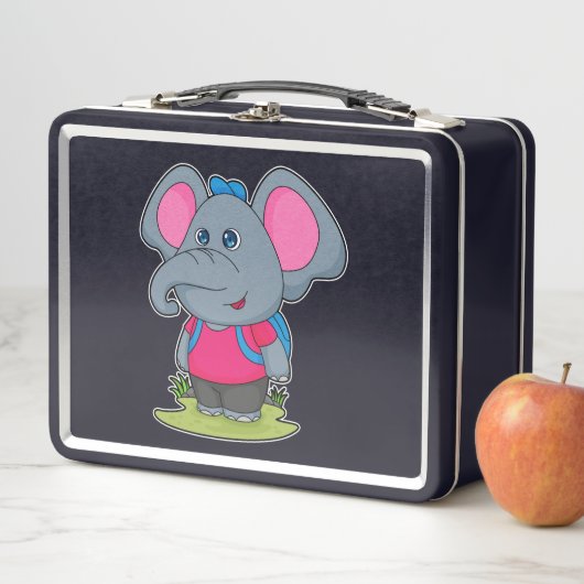 ハイカーとしての象バックパック付き メタルランチボックス (インサイチュ)