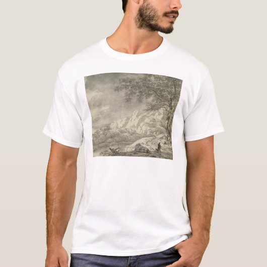 ハイカーとの山が多い景色 Tシャツ (正面)