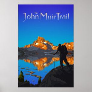 ハイカーとバナーピーク – John Muir Trail – ロゴ ポスター