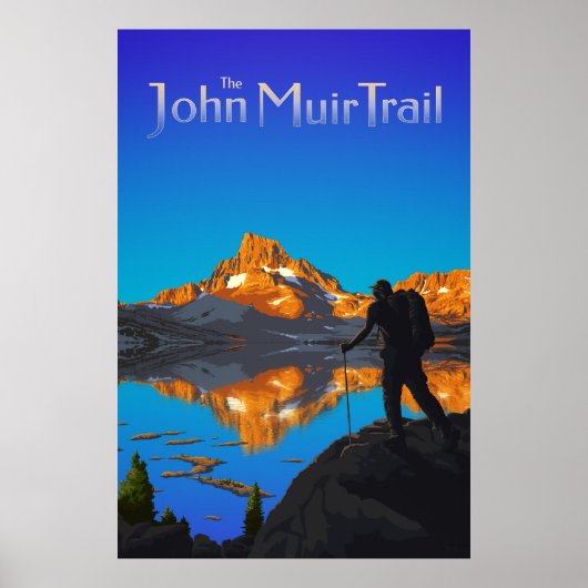 ハイカーとバナーピーク – John Muir Trail – ロゴ ポスター (正面)