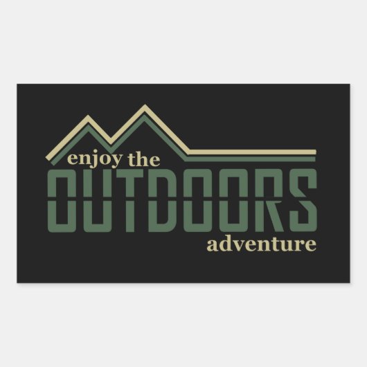 ハイカーのための屋外ハイキングロゴを探索する 長方形シール (正面)