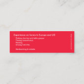 ハイカーのフルーツのピッカー細い名刺 スキニー名刺 (裏面)