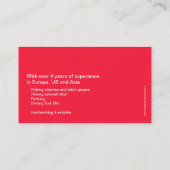 ハイカーのフルーツのピッカー詳細の名刺 名刺 (裏面)