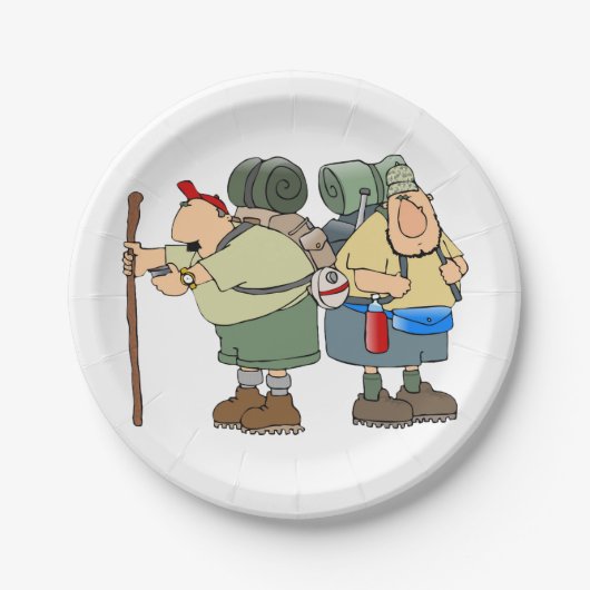 ハイカーズおもしろいアウトドアアドベンチャーキャンピングユーモア ペーパープレート (正面)