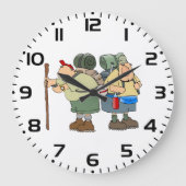 ハイカーズおもしろいアウトドアアドベンチャーキャンピングユーモア ラージ壁時計 (正面)