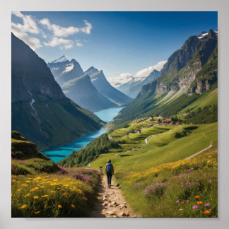 ハイカーズパスのセレニティ – 風光明媚なマウンテンサンライズ ポスター