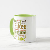 ハイカーハイキングワードクラウドマグ マグカップ (正面左)