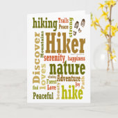 ハイカーハイキングワードクラウド折り畳みグリーティングカード カード (黄色い花)