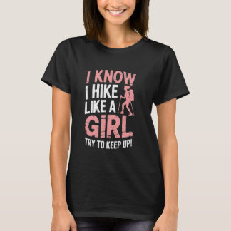 ハイカーハイキング恋人バックパッキングキャンピングハイキング Tシャツ