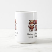 ハイキングから一緒に冒険するかわいいキツネカップル コーヒーマグカップ (中央)
