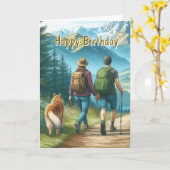 ハイキングしよう お誕生日おめでとう  カード (黄色い花)