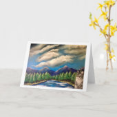 ハイキングすることを愛した猫 カード (黄色い花)