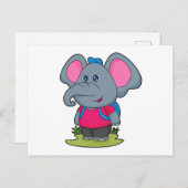 ハイキングする象（リュックを背負って） ポストカード (正面/裏面)