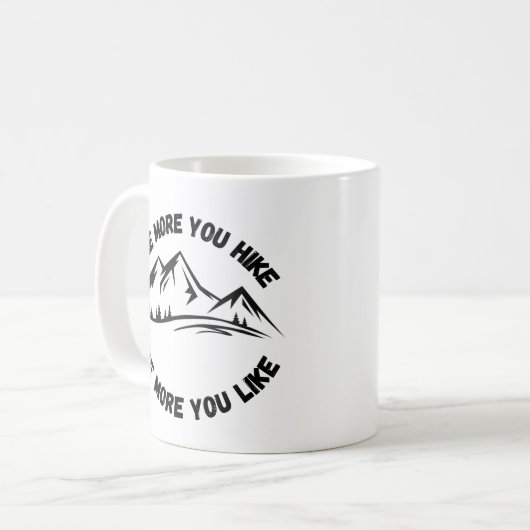 ハイキングすればするほどハイキングが好きになる コーヒーマグカップ (正面左)