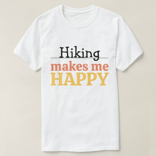 ハイキングで幸せになる 自然を愛するモダンなデザイン Tシャツ (デザイン正面)
