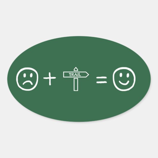 ハイキングで幸せ 楕円形シール (正面)