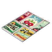 ハイキングとキャンプのレトロシンボルや象徴コレクション。アウトドア ノートブック (左側)