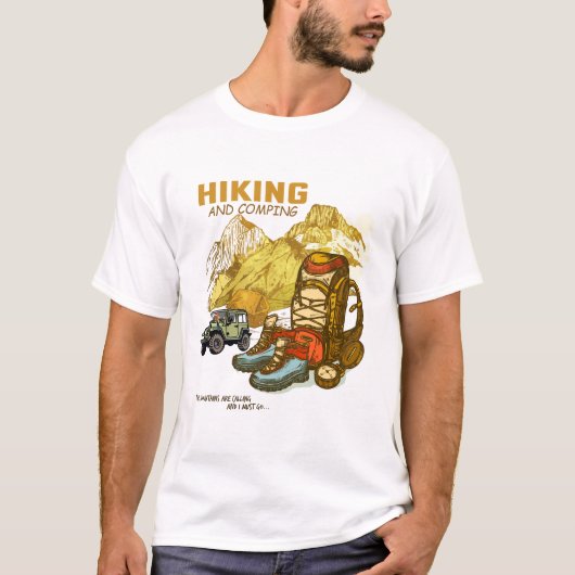 ハイキングとキャンプ Tシャツ (正面)