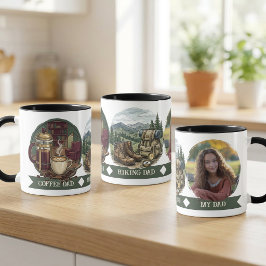ハイキングとコーヒーが好きなパパ | ヴィンテージ父の日フォト マグカップ