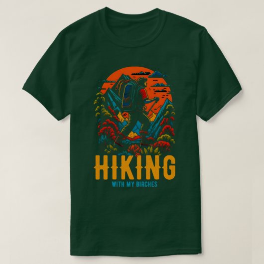 ハイキングと樺の木 Tシャツ (デザイン正面)