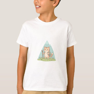 ハイキングにゃんこ冒険キッズ Tシャツ