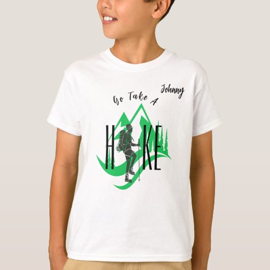 「ハイキングに行く」カスタマイズ可能な少年 Tシャツ (正面)