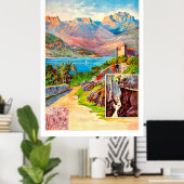 ハイキングのまわりにアネシー湖、ヴィンテージ旅行 ポスター (ホームオフィス)