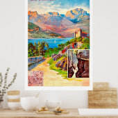 ハイキングのまわりにアネシー湖、ヴィンテージ旅行 ポスター (キッチン)