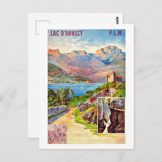 ハイキングのまわりにアネシー湖、ヴィンテージ旅行 ポストカード (正面/裏面)