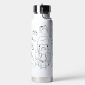 ハイキングの基本ラインアート | トール絶縁黒 ウォーターボトル (左面)