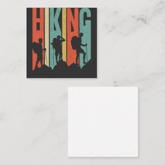 ハイキングをテーマにしたアドベンチャーシャツ、ヴィンテージハイキング スクエア名刺 (正面/裏面)