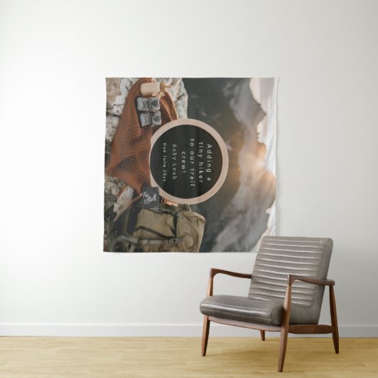 ハイキングをテーマにした妊娠告知 タペストリー (インサイチュ(横))