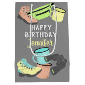 ハイキングキャンピングコラージュパーソナライズされた ミディアムペーパーバッグ (裏面)