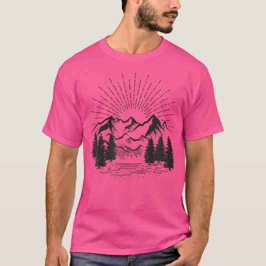 ハイキングキャンプ自然アドベンチャーラバーレミニマルートル Tシャツ (正面)