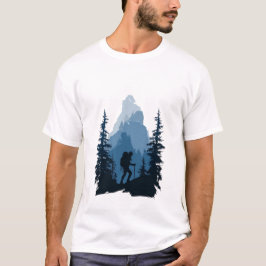 ハイキングクラブの山のシルエットアドベンチャーグラフィック Tシャツ