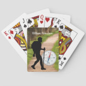 ハイキングコンパスとトレイルは名前でパーソナライズ トランプ (裏面)