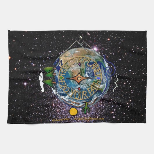 ハイキングザプラネットハイカーズソウルコンパス宇宙 キッチンタオル (横)