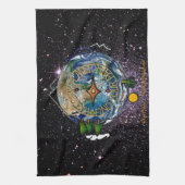 ハイキングザプラネットハイカーズソウルコンパス宇宙 キッチンタオル (縦)