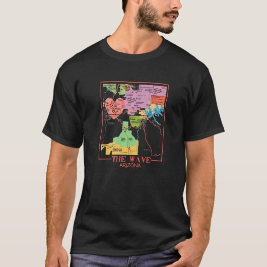 ハイキングザ・ウェーブArizonaハイキング地図Coyote Butts San Tシャツ (正面)