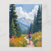 ハイキングトレイル 山 自然 風景 水彩画 ポストカード (正面)