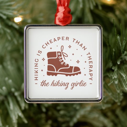 ハイキングハイカーブーツガーリーレトロな茶色の美学 メタルオーナメント (ツリー)