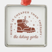 ハイキングハイカーブーツガーリーレトロな茶色の美学 メタルオーナメント (正面)